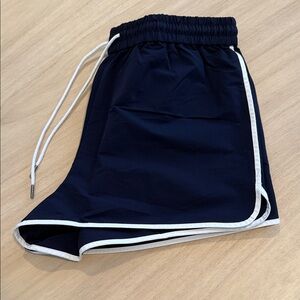 J.Crew Navy Athletic Swim Shorts White Trim Drawstring Size Medium